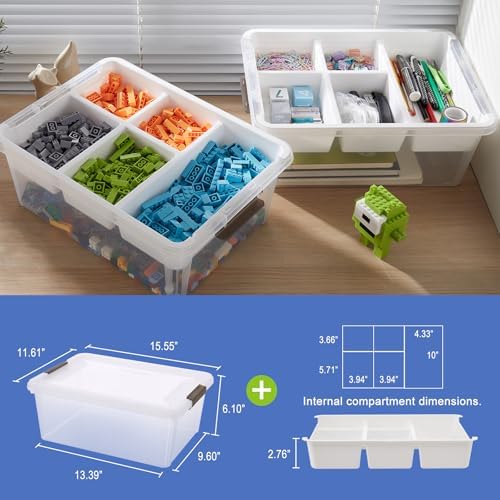 17QT Clear Plastic Craft Storage Box with Removable Tray & Lid - 2 packs