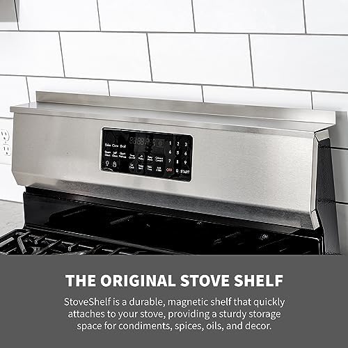 StoveShelf 20" Apartment Length White Magnetic Shelf for Kitchen Stove - Kitchen Storage Solution with Zero Installation
