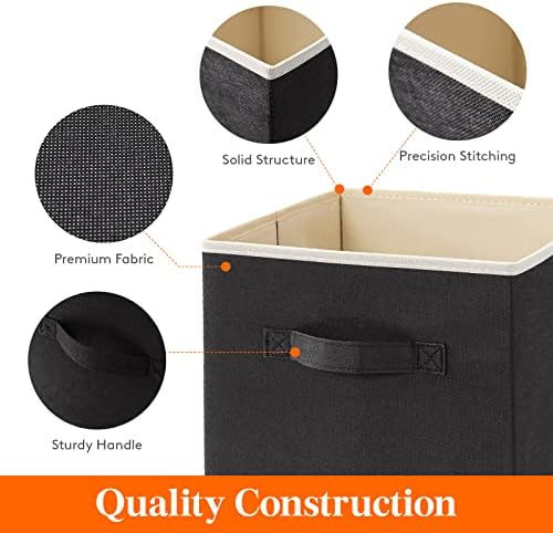 Lifewit Storage Cubes, 11 Inch Organizer Bins, 18L Black, 8 Packs
