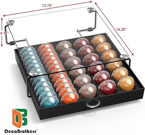 Deco Brothers Tempered Glass Vertuo Pod Holder, Fits 30 Large/60 Small Pods