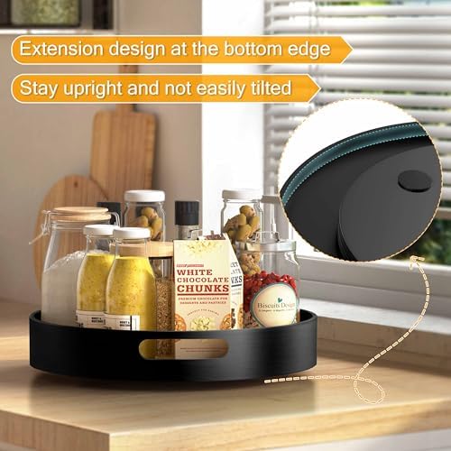 Lazy Susan Organizer Homerays 13 Inch Non-Skid Bamboo Lazy Susan for Kitchen Rotating Spice Rack with Handles, Wood Turn