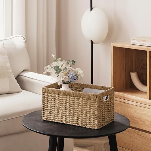 joybest Wicker Baskets for Shelves, Hand-woven Storage Baskets Natural