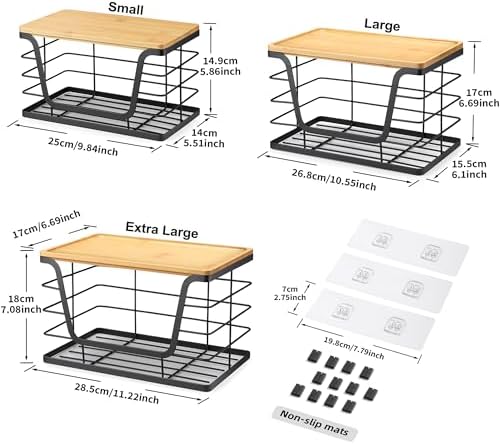 ALOCEO 3 Pack Stackable Storage Bins with Lids, Stainless Steel Trash Bag Dispenser Roll Holder for for Kitchen Sink, La