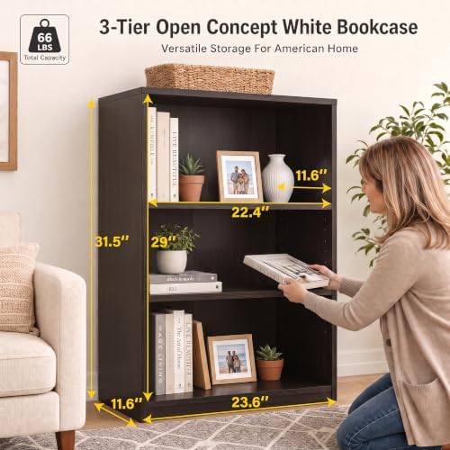 WannabeMyself【Easy Assembly】 Open Display 3-Tier Bookshelf,Storage Organizer,Bookcase for Living Room, Bedroom, Home Off