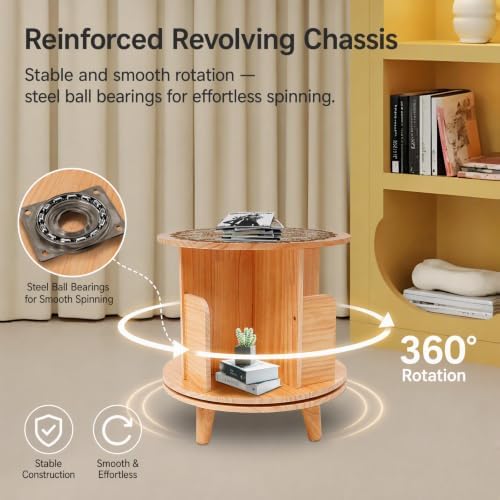 Rotating Bookshelf,Revolving Bookcase,Stackable Bookshelf Organizer, Swivel Bookcase Round Bookshelf, Book Shelf for Bed