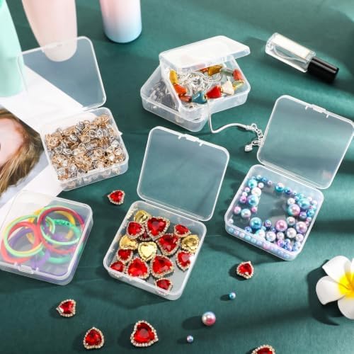 Jetec 18 Pieces Small Clear Plastic Storage Box, 2.1 x 2.1 x 0.8 Inch