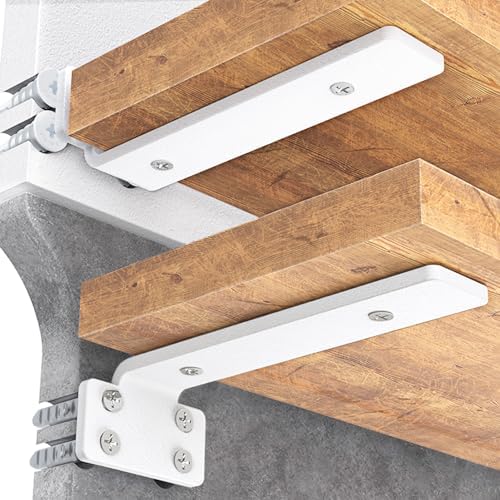 Goovilla Shelf Bracket, Floating Shelf Brackets 4 inch Long, 6 Pack, White