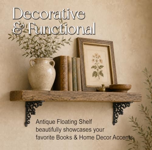 NACH Decorative Shelf Brackets, 4 Pack of 5 x 1.2 x 5 inch, Black Cast Iron Wall Shelf Brackets - Decorative Bookshelf B