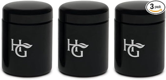 Herb Guard Container - [3 Pack] Half Oz Container Smell Proof Jar & Humidity Pack (250 ml) Airtight UV Protection Keeps Herbs Fresh for Months