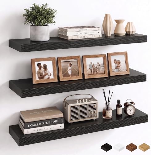 Floating Shelves 30 Inch, Wall Mounted Wood Shelf Set of 3, 8" Deep Shelf