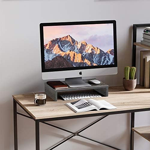 Bestier Wood Monitor Riser PC Stand Shelf for Desk/TV Desktop Laptop Stand - Gray, 15.7 Inch
