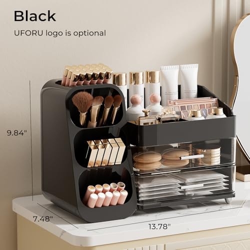 UFORU Makeup Organizer Countertop with Brush Holder for Vanity Bathroom