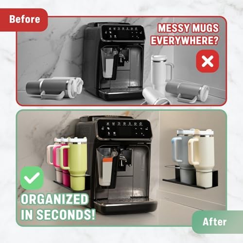 POLRAI 2 Pack Magnetic Stanley Cup Holder for Fridge, Water Bottle Organizer for Tumbler with Double Sided Tape Hold Sta