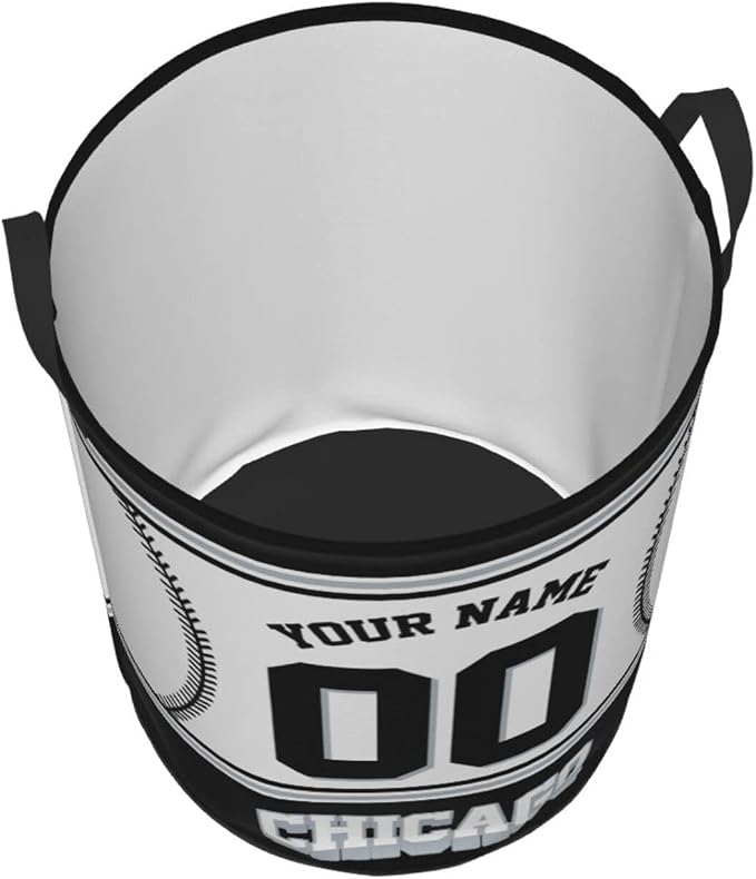Custom Chicago Laundry Hamper Personalized Laundry Basket Customized Name And Number Collapsible Storage Basket for Bedroom Bathroom Living Room Baseball Fan Gifts