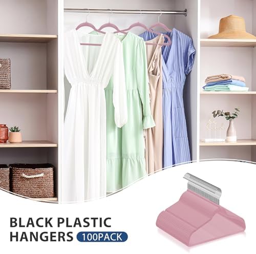 SUPER DEAL Velvet Hangers 100 Pack, Premium Clothes Hanger Slim Non-Slip Notched for Suit Coat Pants Dress, 360 Degree Swivel Space Saving Heavy Duty for Closet, Pink