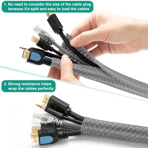 6.6ft 4/5 inch Grey Cable Sleeve