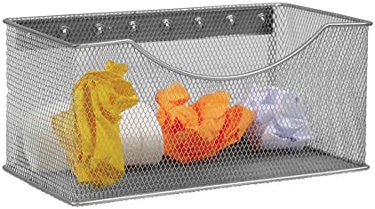 YBM HOME Wire Mesh Magnetic Storage Basket, Trash Caddy, Container, Desk Tray, Office Supply Organizer Silver for Refrig