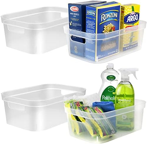 Tribello Modern Cabinet Organizers And Storage Pantry Shelf Organizer - Clear Plastic Storage Bins - (Medium - 12” X 8” 