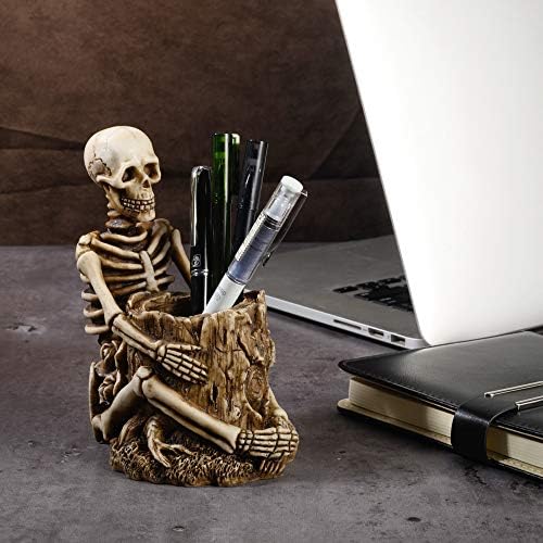 Arola Skull Pen Holder Skeleton Key Holder Makeup Brush Holder Home Office Desk Supplies Organizer Accessory