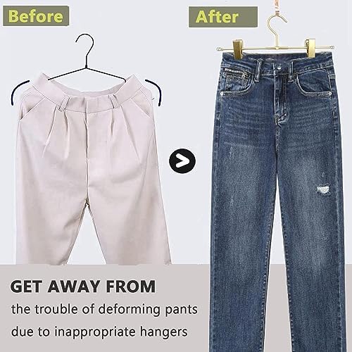 20 Pack Gold Aluminum Bottom Clips Heavy Duty Pants Jean Trouser Hangers Clothes Hangers -Legging Organizer Adjustable Clips Pants Skirt Blouse Hanger ﻿