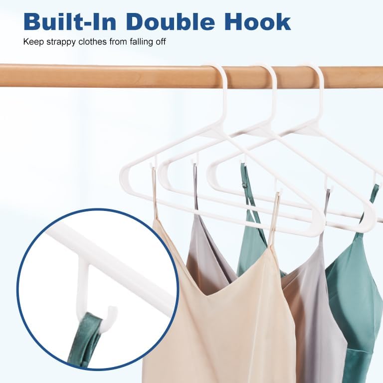 HOUSE DAY White Plastic Hangers 200 Pack, Slim Space-Saving Clothes Hangers
