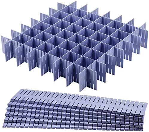 acDesign 40Pcs Grid Drawer Dividers, Adjustable Drawer Organizer for Socks, Underwear, Lingerie, Makeup, Bedroom Office Kitchen Storage (Blue)