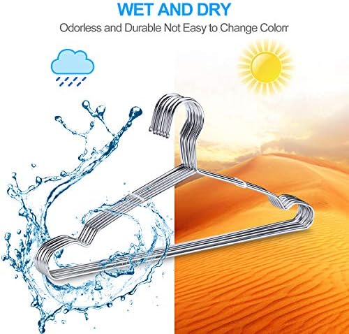Stainless Steel Metal Hangers, 50 Pack, 16.5 Inch, 15 lb Capacity