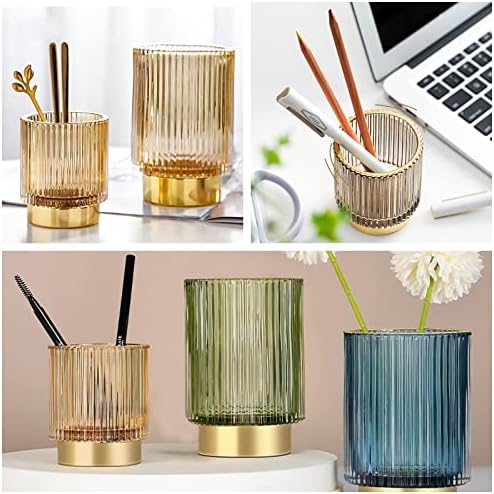 DASITON Makeup Brush holder Organizer,Crystal Cosmetic Makeup Brush Glass Brushes Storage Holder, Vintage Make Up Brush 