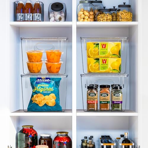 Sorbus 4-Pack Large Clear Plastic Storage Bins with Lids - Kitchen, Pantry, Fridge, and Cabinet Organizer