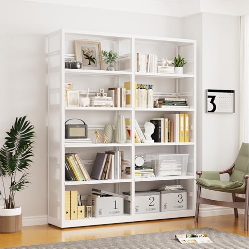 SteeLoong 5 Tier Bookshelf -Metal Bookcase with 4 Adjustable Shelves