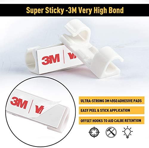 Cable Clips with Strong Self-Adhesive, XIAOXI Cable Management TV PC Wire Holder Sticky Tidy and Organizer Cord and Wire