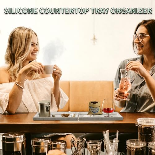 BBK 2PC Countertop Vanity Tray Small 7.8" Bathroom Tray Silicone