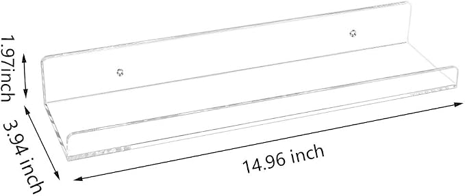 Weiai Clear Acrylic Shelves 15" Floating Wall Mount Ledge Display Bookshelf 6Pack