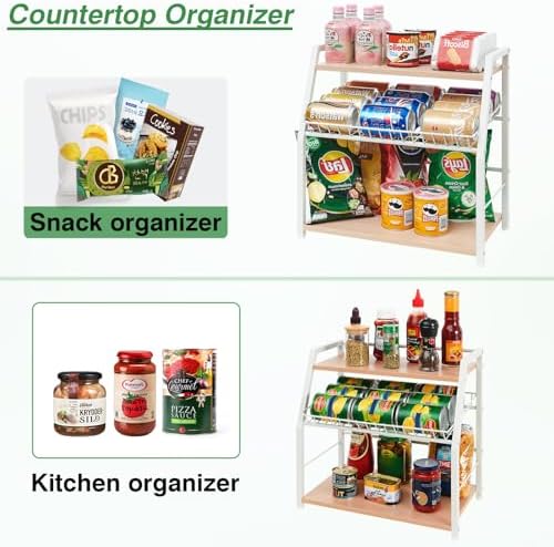 Kitchen Countertop Organizer, 3 Tiers Snack Organizer Wooden Candy Display Stand Coffee Station Organizer, Counter Stora