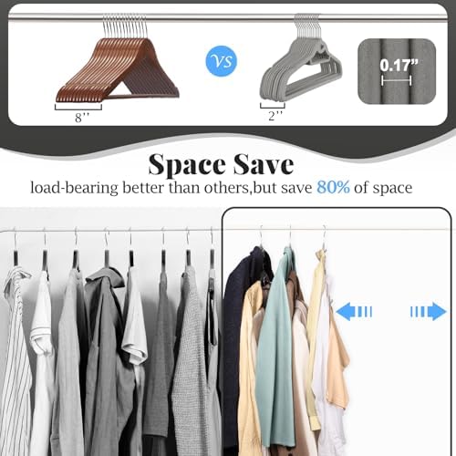 Velvet Felt Stackable Hangers 50 Pack, Thin & Space Saving, Gray