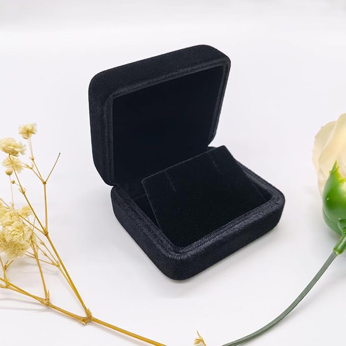 2 Pieces Velvet Earring Box,Stud Earring Gift Box,Jewelry Display Case for Proposal,Engagement,Wedding and Birthday,Black