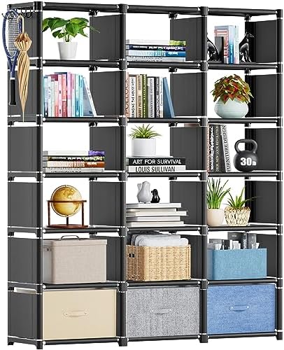 Mavivegue Book Shelf, 18 Cube Storage Organizer, DIY Bookcase, Metal Cube Bookshelf, Cubbies Closet Storage Organizer Sh