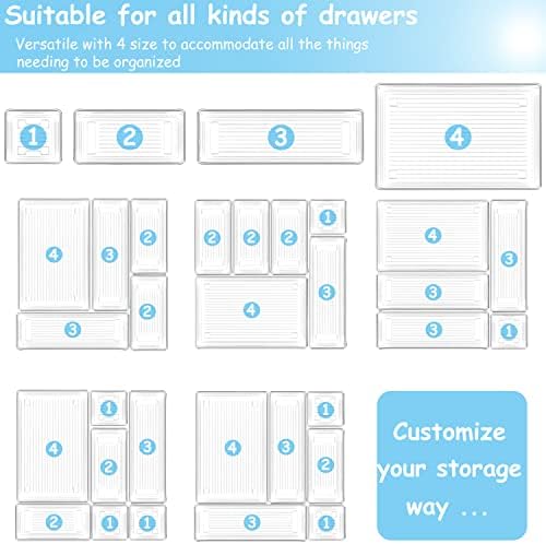DCA 25 PCS Clear Plastic Drawer Organizer Trays, Storage Bins