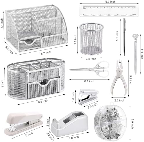 17 IN 1 Office Desk Organizer Set for Back to School Supplies Accessories