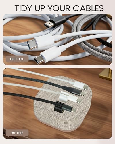 Magnetic Cord Holder, 5 Cable Clips, Desk & Nightstand Organizer