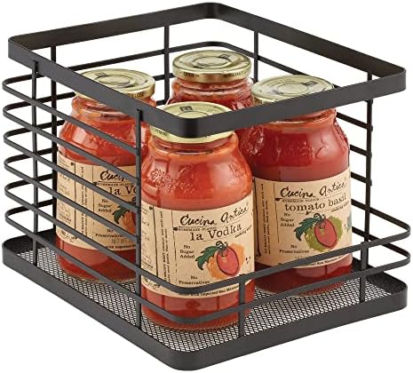 mDesign Stacking Wire Baskets Food Organizer Storage Metal Basket with Open Front for Kitchen Cabinet, Pantry, Cupboard,