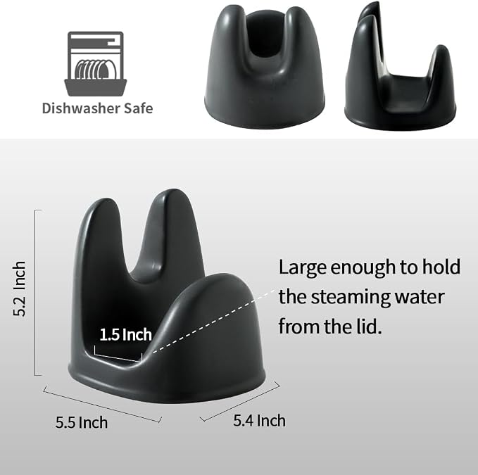 Nihow Ceramic Pot Lid Holder While Cooking for Kitchen Counter/Stove Top | Matte Black,Stable, Dishwasher Safe, Keep Counter Top Tidy and Clean,Water Proof,Saving Space,Heat Resistant