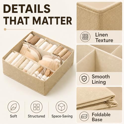 Foldable Drawer Organizers Multifunctional Underwear Organizer 14 Cell Fabric Dresser Closet Organizers and Storage Bins