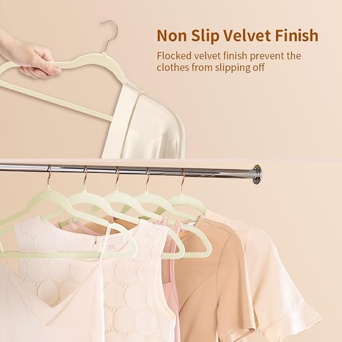 Stormix Adult Velvet Hangers Non-Slip, Shoulder Notches, 36 Pack Cream