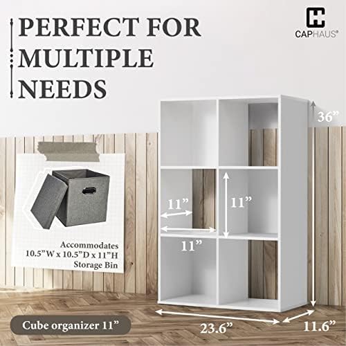 Fencer Wire 11-Inch Cube Storage Organizer Shelf w/Back, with Exterior Edge, Room Storage Shelves Divider, Bookcase, 6-C