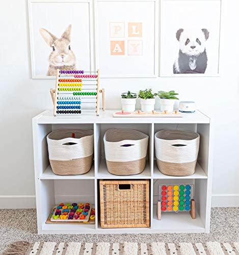 OrganiHaus Cotton Rope Basket for Shelf Storage, 15x9x10