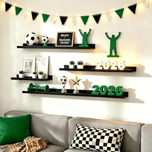 upsimples Floating Shelves for Wall, Wall Shelves for Decor Storage Set of 6, Wall Mounted Wood Shelf for Bedroom, Livin