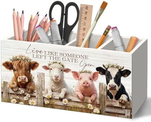 Highland Cow Sheep Pig Pen Holder Organizer for Desk Accessories