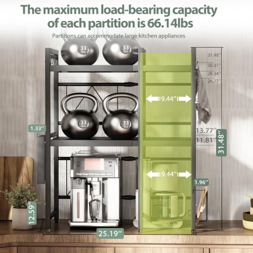 NETEL 3 Tier Expandable Microwave Stand countertop,Microwave Oven Rack