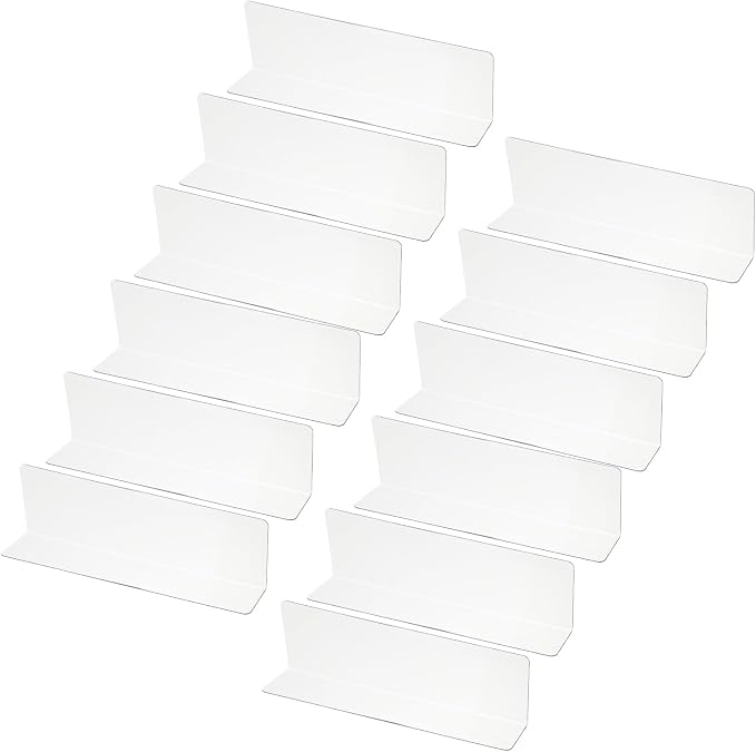 PATIKIL 12 Pack Shelf Dividers for Closet Organization, 7.9x1.18x2.4 Acrylic Closets Separator Kitchen Cabinet Shelves Under Bed Blocker for Bedroom Kitchen Office, Clear